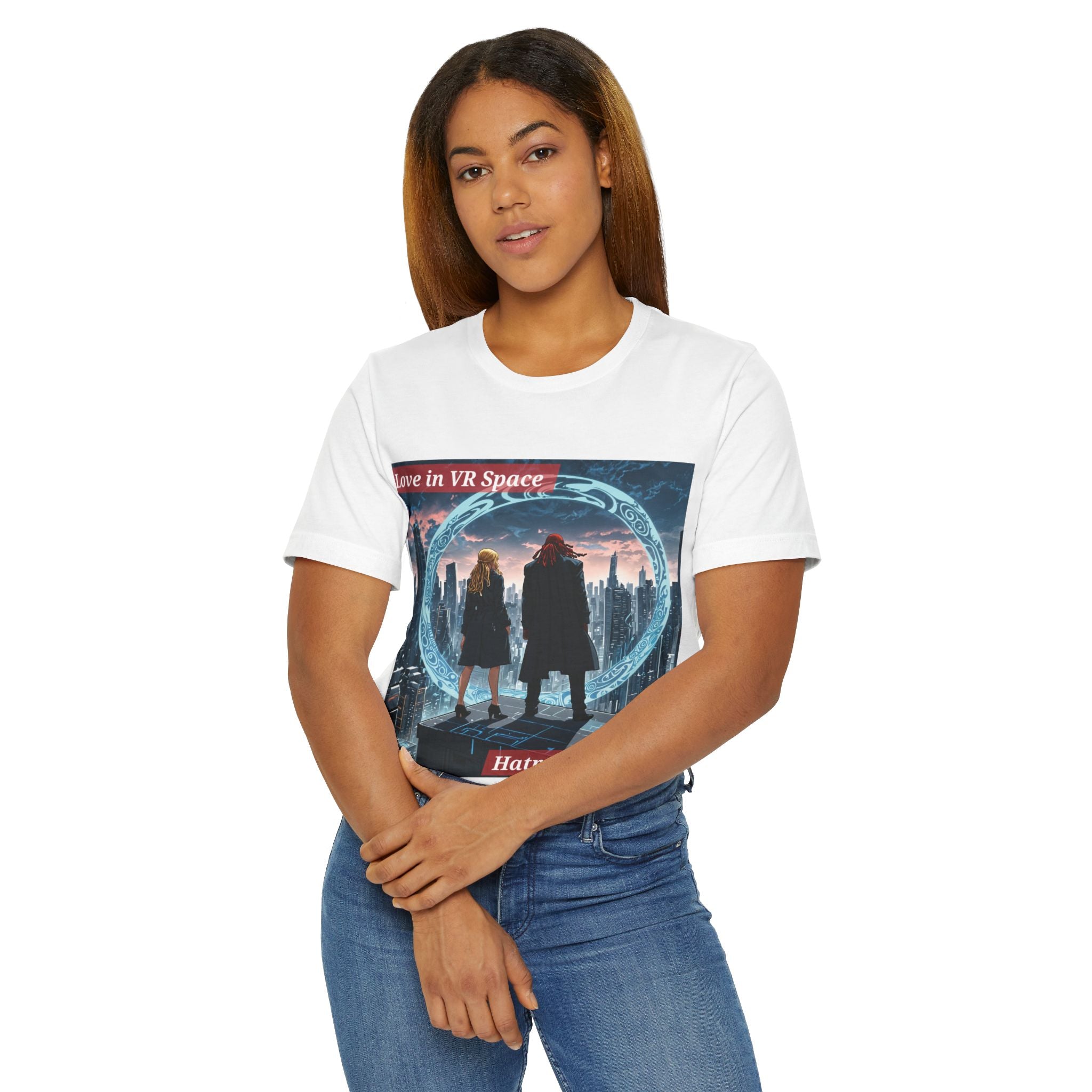 VR Love Graphic T-Shirt — "Love in VR Space" Sci‑Fi Couple Tee