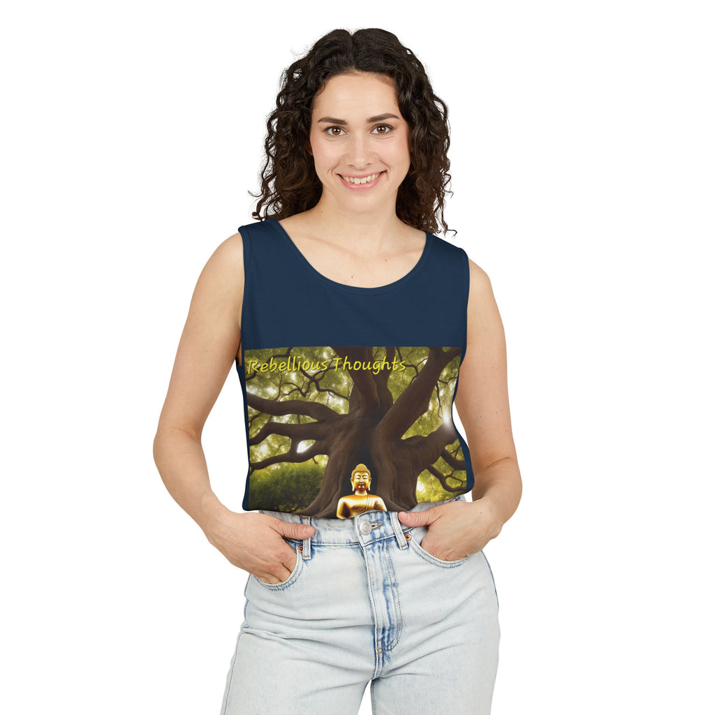Buddha Under Bodhi Tree Tank Top — 'Be Hellow & Thoughtful' Spiritual Meditation Tee