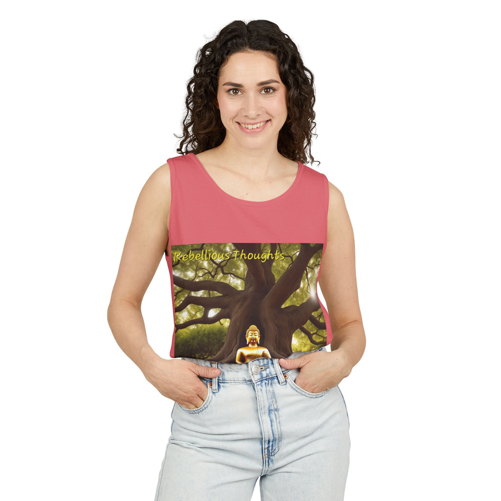 Buddha Under Bodhi Tree Tank Top — 'Be Hellow & Thoughtful' Spiritual Meditation Tee