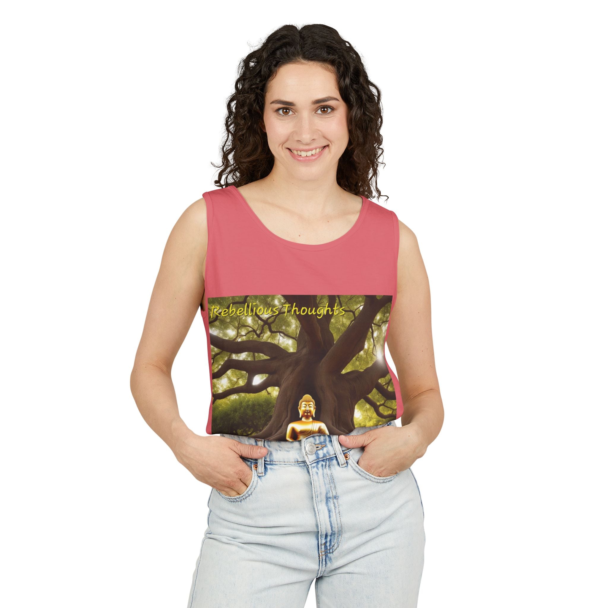 Buddha Under Bodhi Tree Tank Top — 'Be Hellow & Thoughtful' Spiritual Meditation Tee