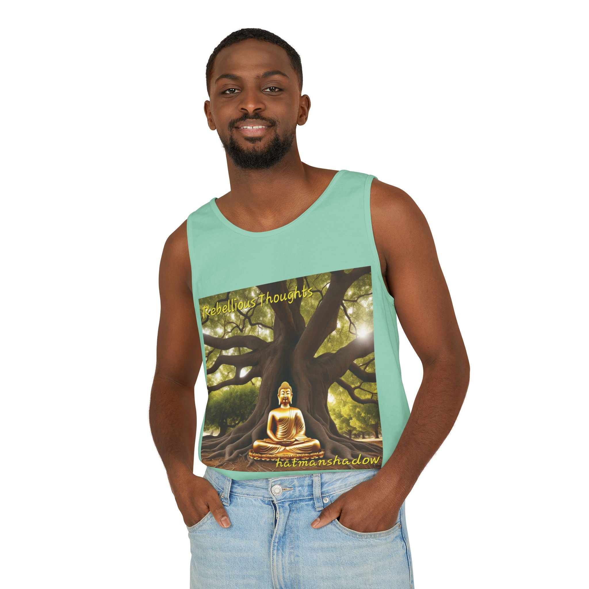 Buddha Under Bodhi Tree Tank Top — 'Be Hellow & Thoughtful' Spiritual Meditation Tee