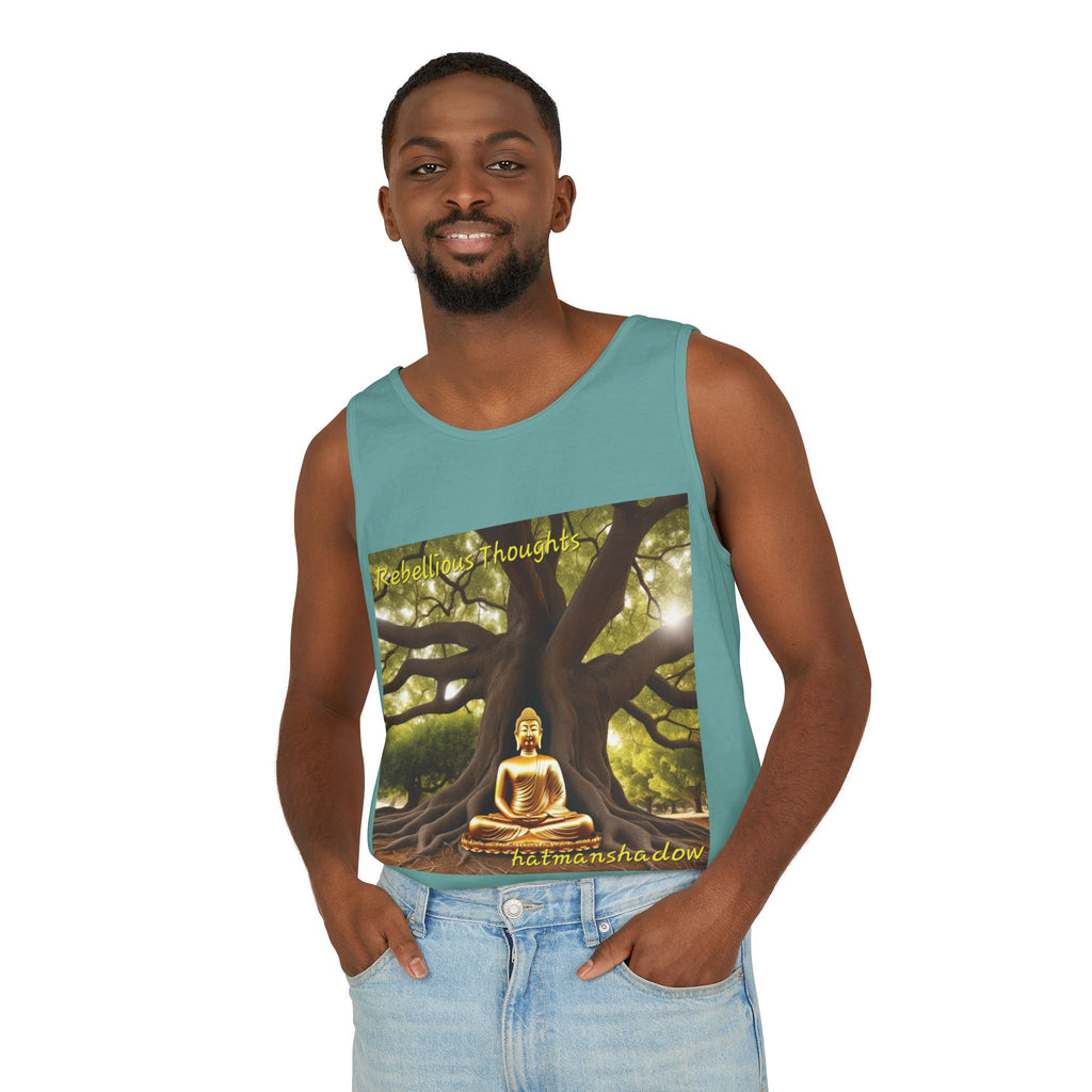Buddha Under Bodhi Tree Tank Top — 'Be Hellow & Thoughtful' Spiritual Meditation Tee