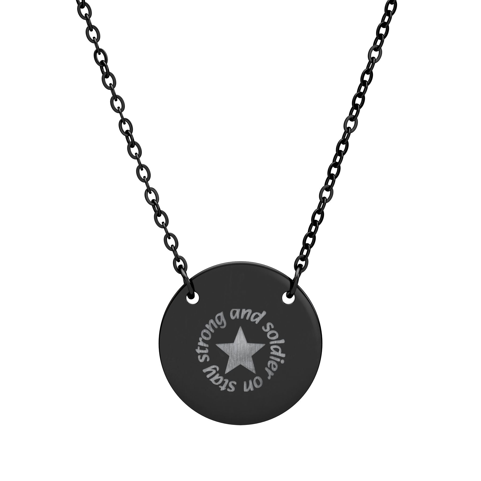 Engraved Star Circle Necklace — Personalized Round Pendant