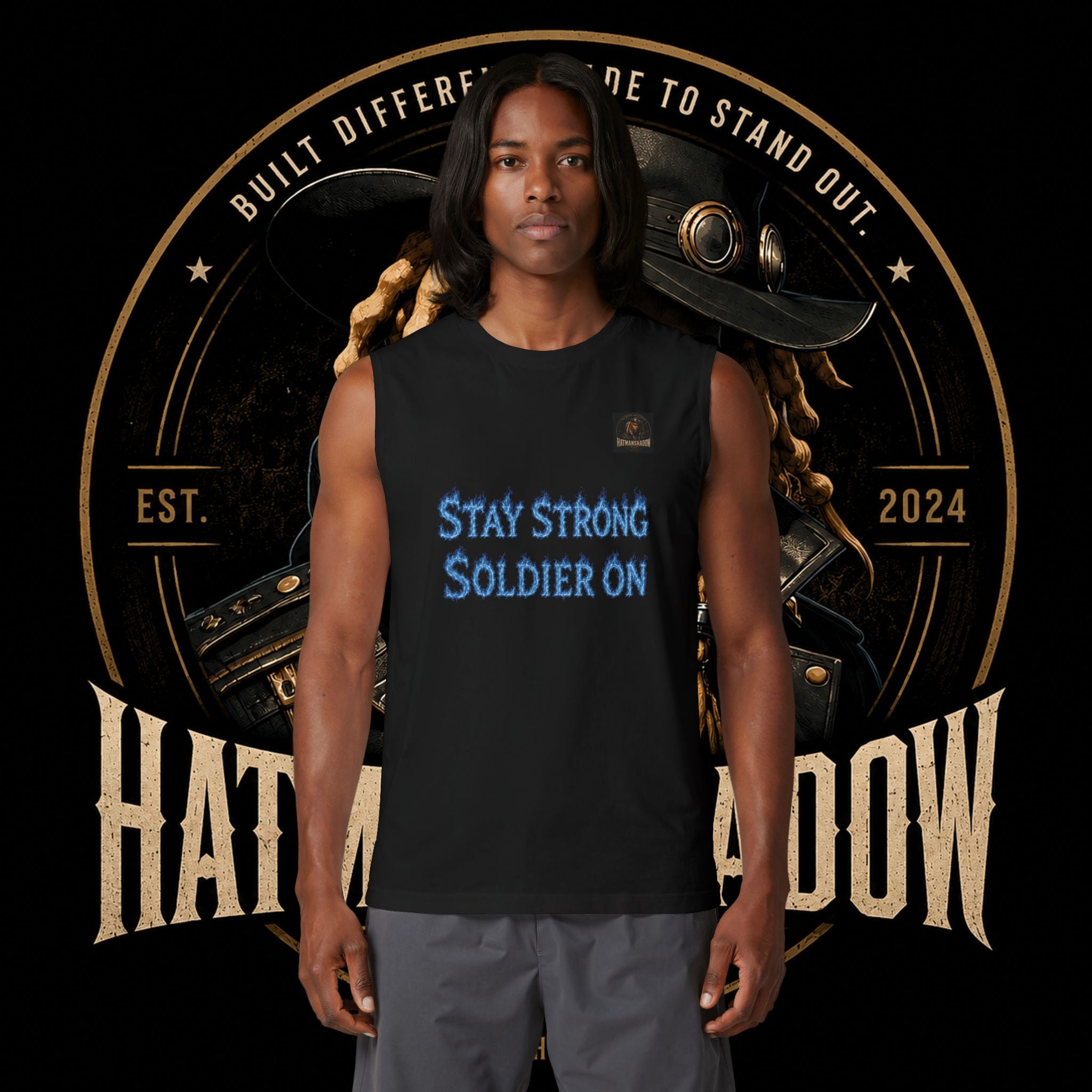 Stay Strong Soldier On Muscle Tank — Military Support Motivational Tank Top