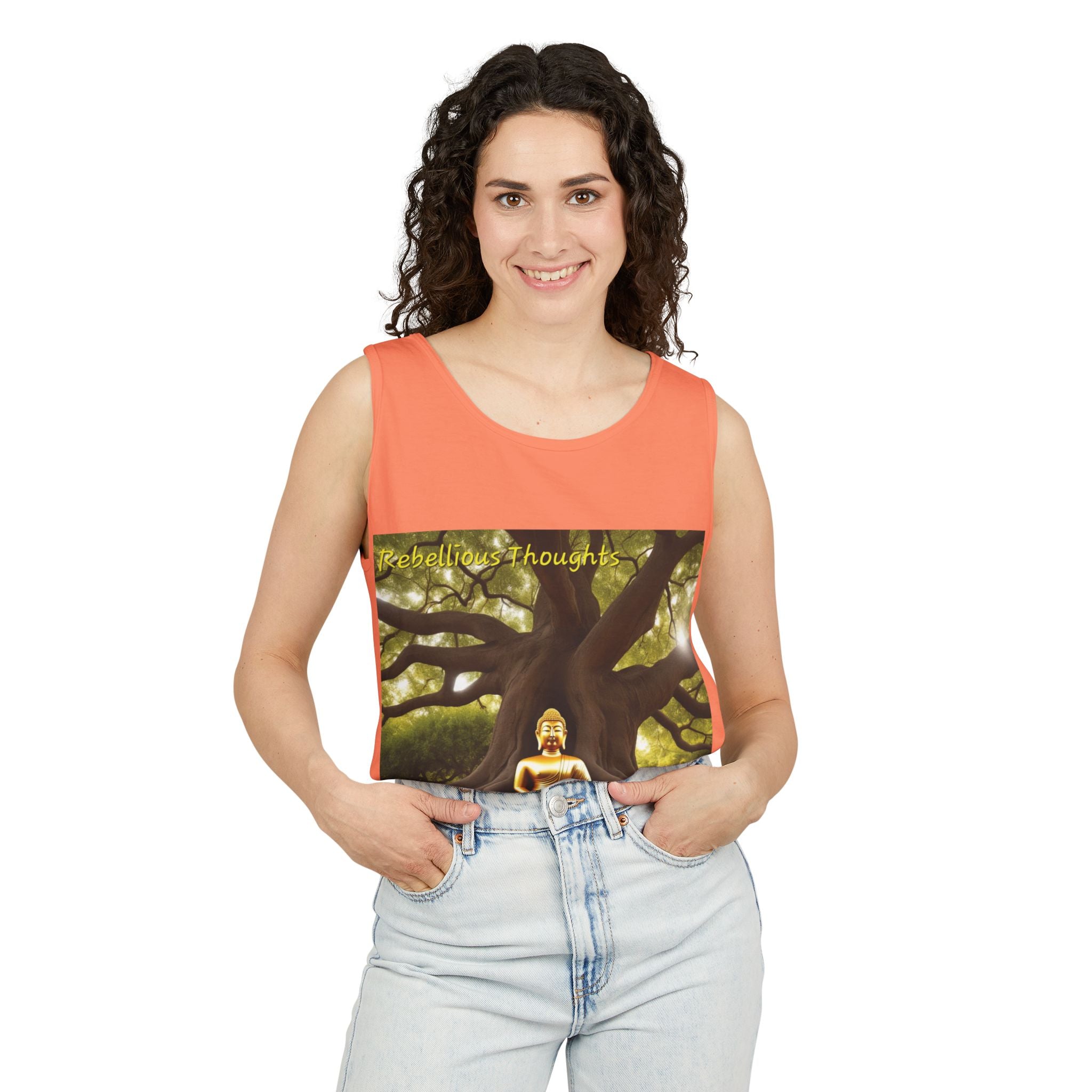 Buddha Under Bodhi Tree Tank Top — 'Be Hellow & Thoughtful' Spiritual Meditation Tee