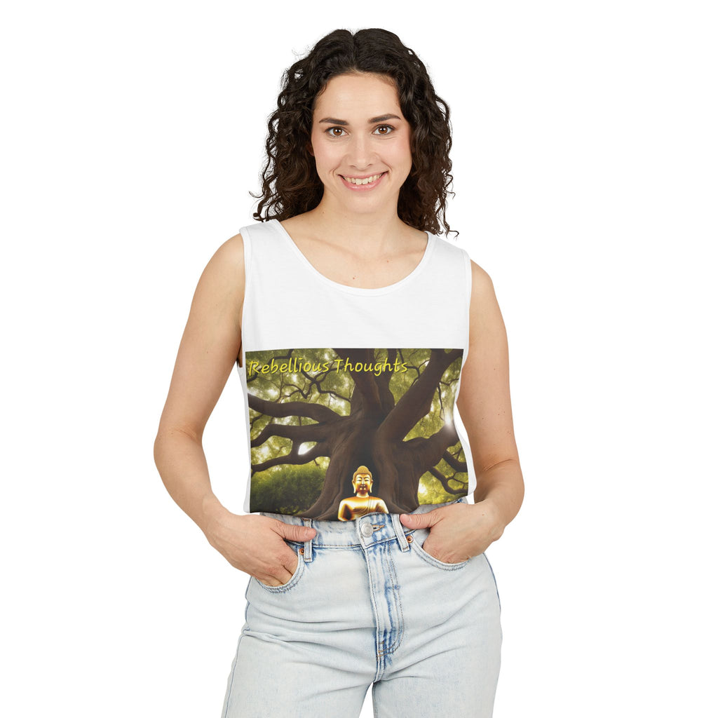 Buddha Under Bodhi Tree Tank Top — 'Be Hellow & Thoughtful' Spiritual Meditation Tee