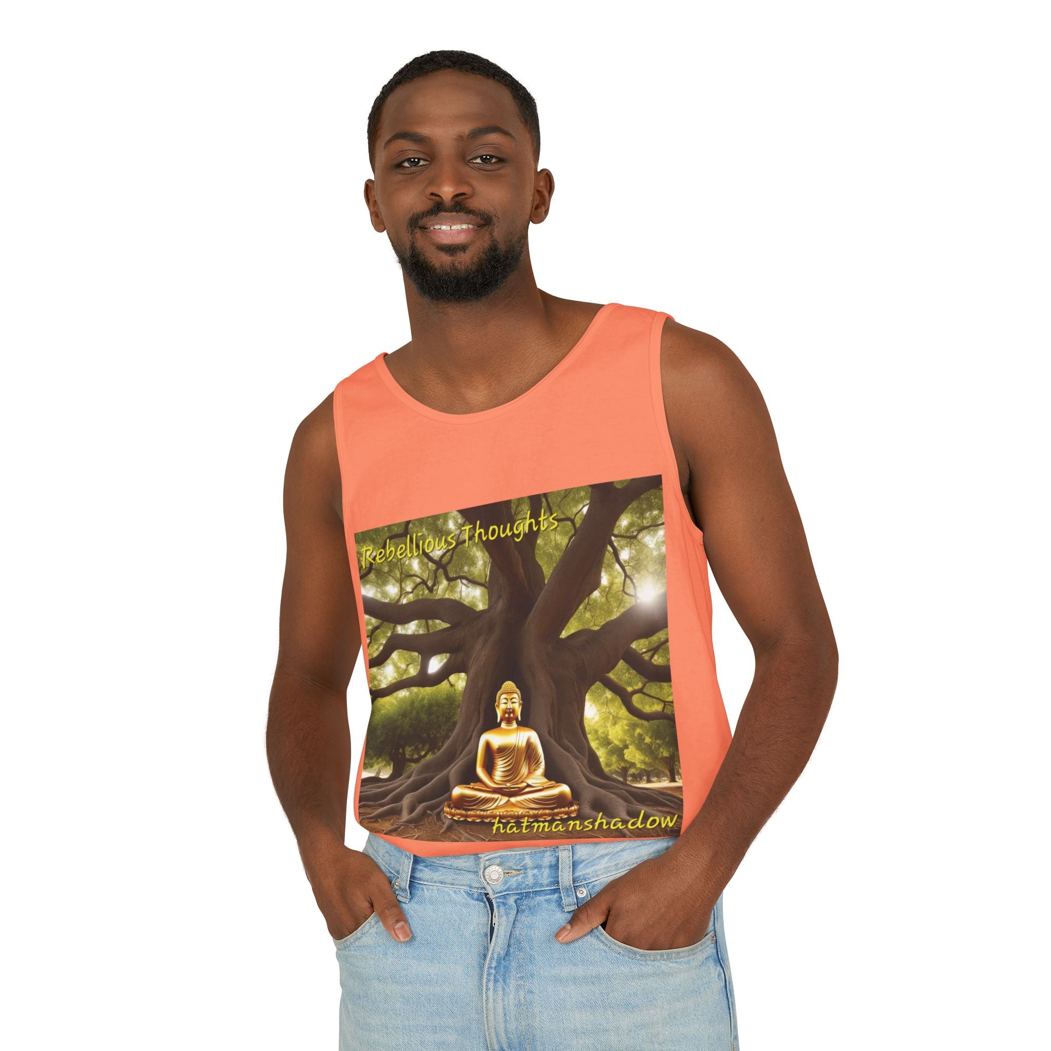 Buddha Under Bodhi Tree Tank Top — 'Be Hellow & Thoughtful' Spiritual Meditation Tee