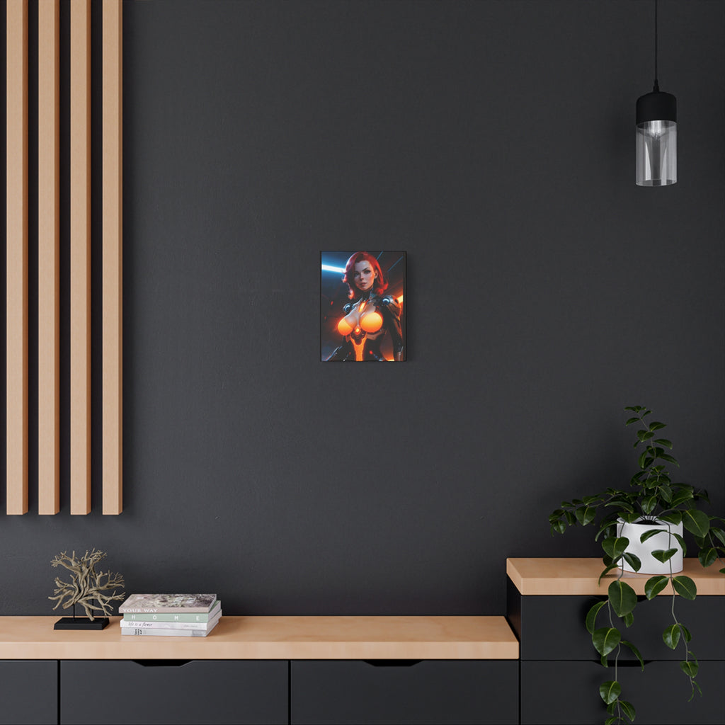 Futuristic Sci‑Fi Femme Fatale Matte Canvas Print