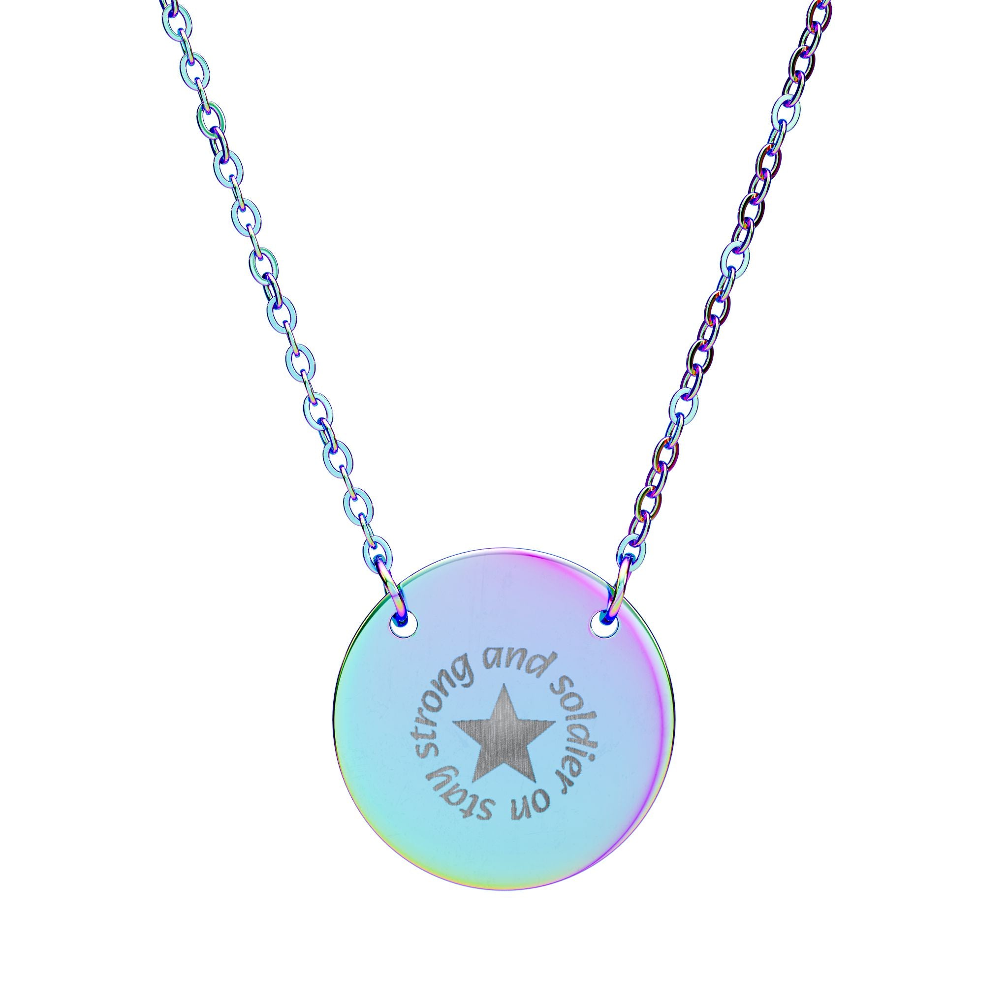 Engraved Star Circle Necklace — Personalized Round Pendant