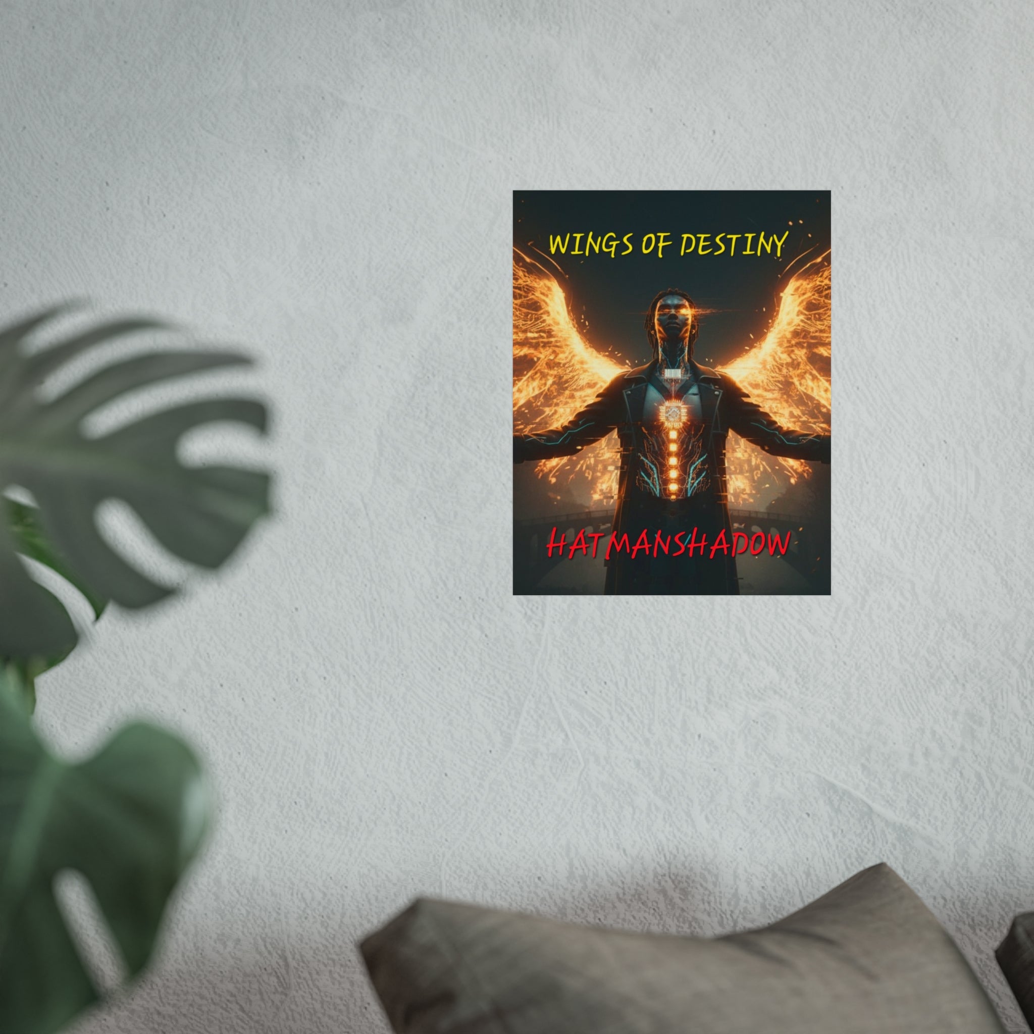 Fine Art Poster — "Wings of Destiny" Cyberpunk Angel Wall Art