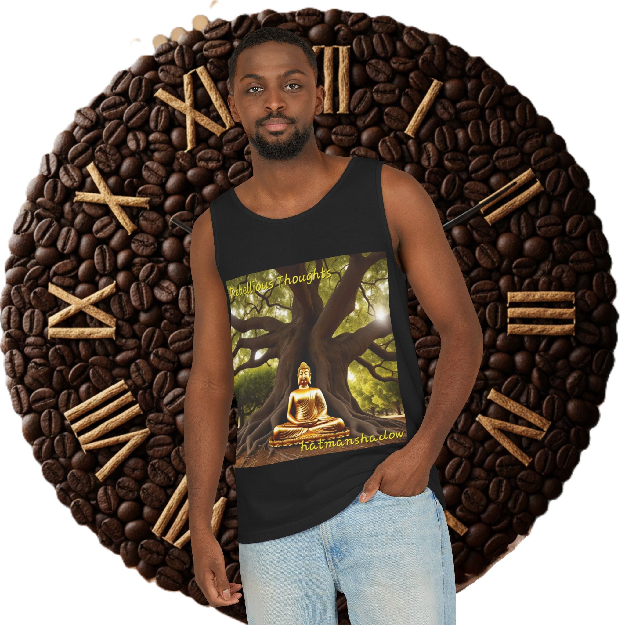 Buddha Under Bodhi Tree Tank Top — 'Be Hellow & Thoughtful' Spiritual Meditation Tee