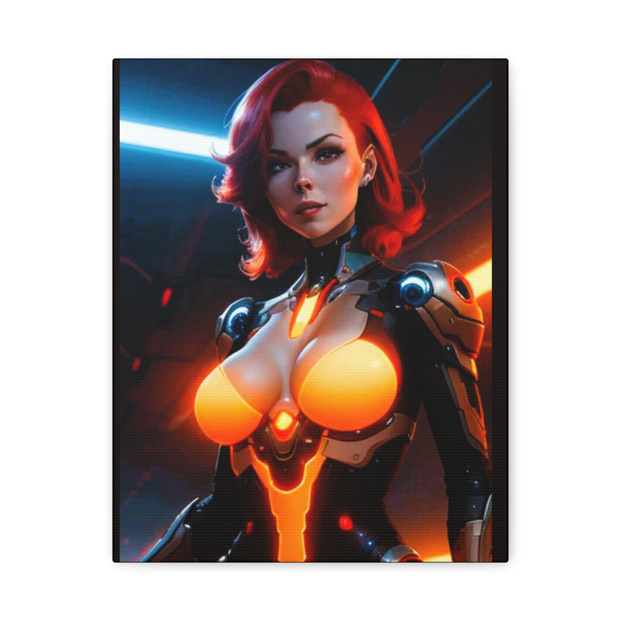 Futuristic Sci‑Fi Femme Fatale Matte Canvas Print