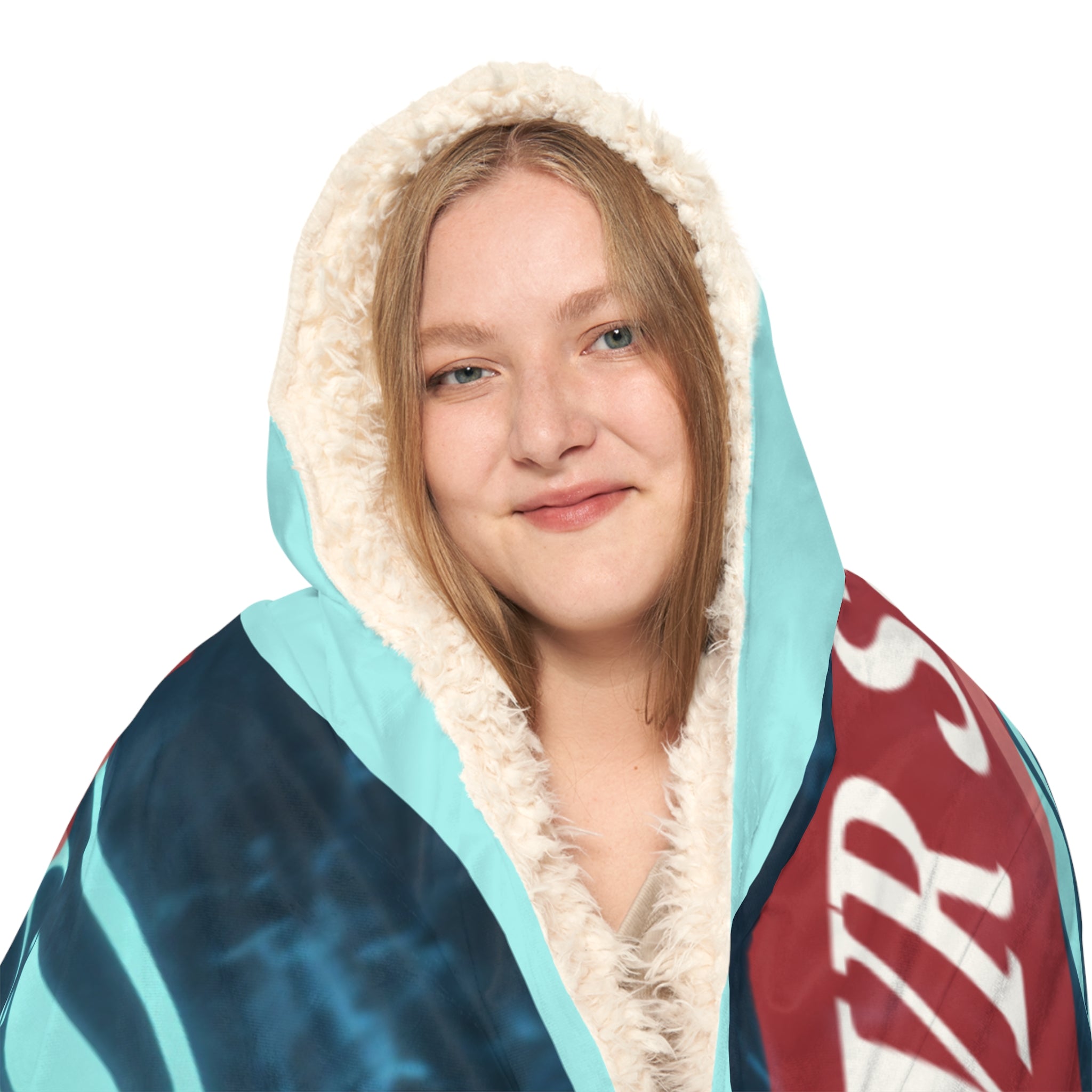 Hooded Blanket — "Love in VR Space" Futuristic Couple Cozy Throw