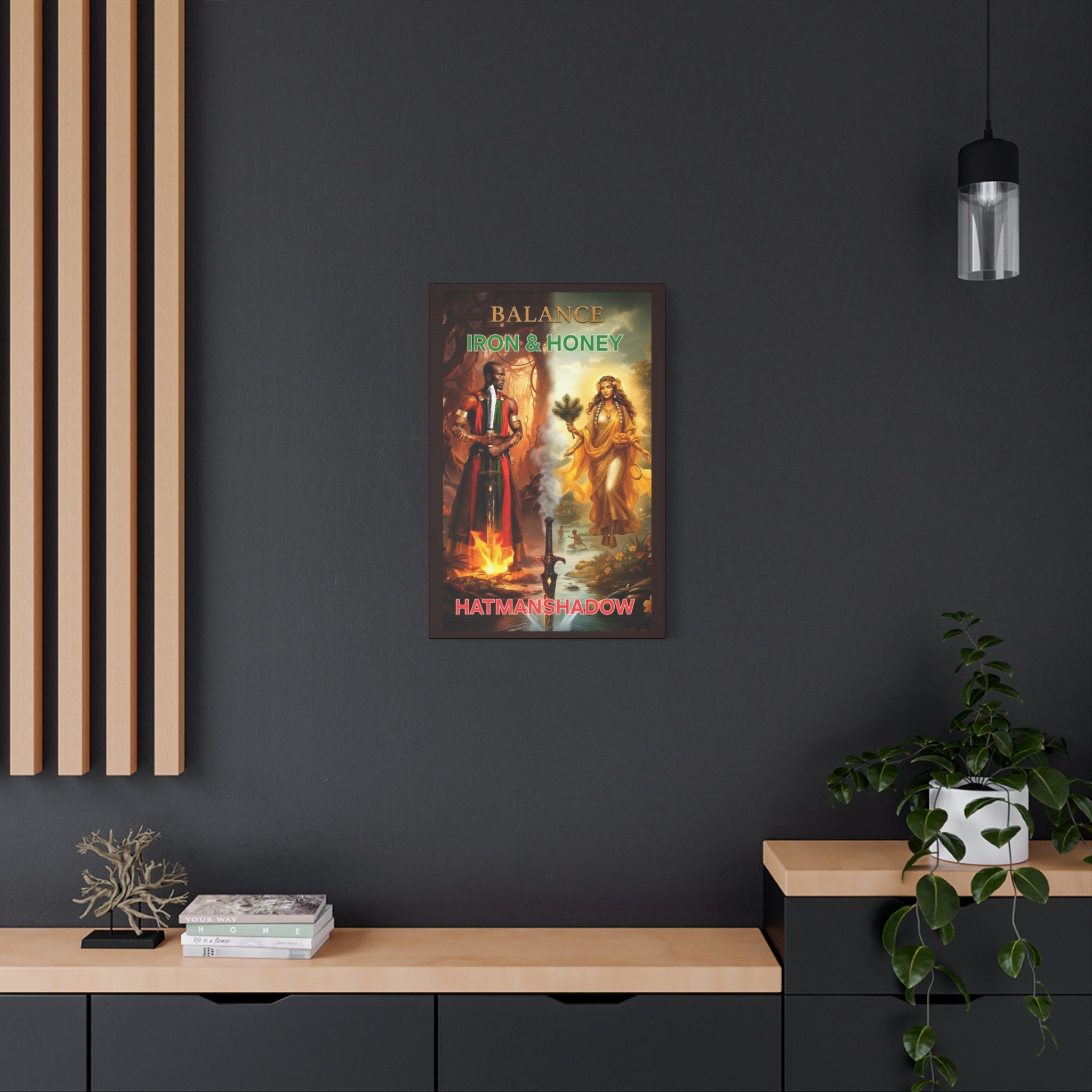 Mythic Deities Matte Stretched Canvas Art — Warrior and Goddess Orisha Wall Decor