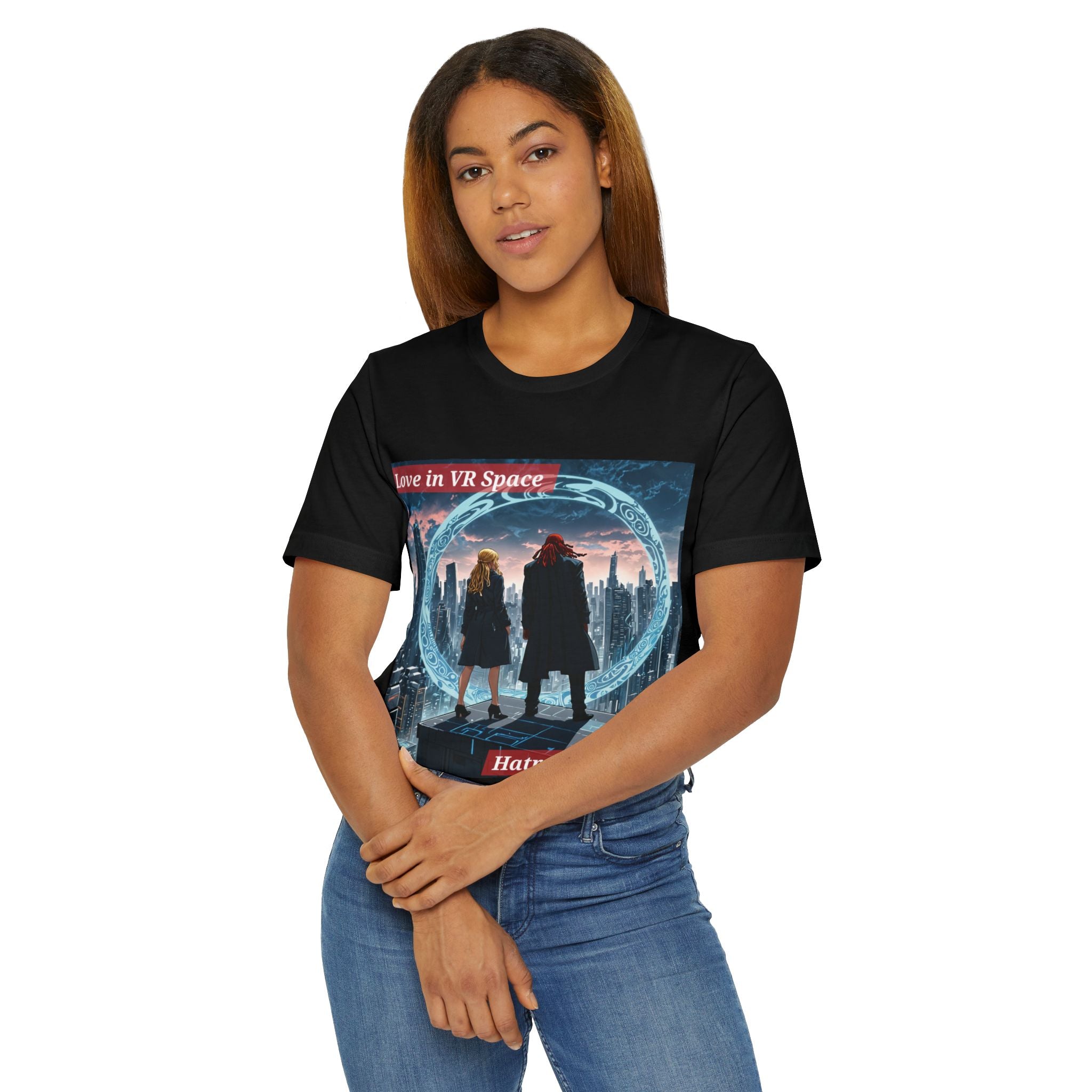 VR Love Graphic T-Shirt — "Love in VR Space" Sci‑Fi Couple Tee