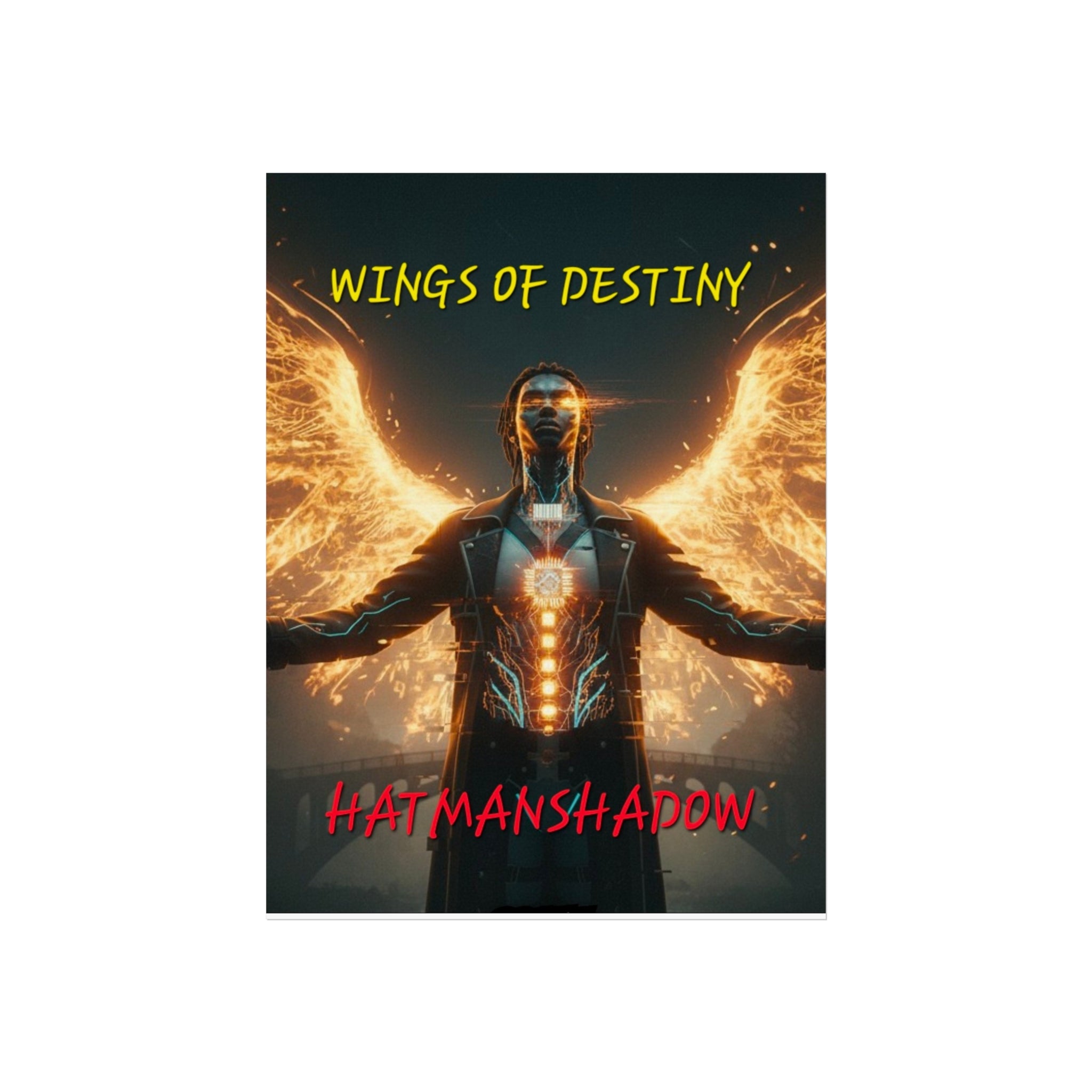 Fine Art Poster — "Wings of Destiny" Cyberpunk Angel Wall Art
