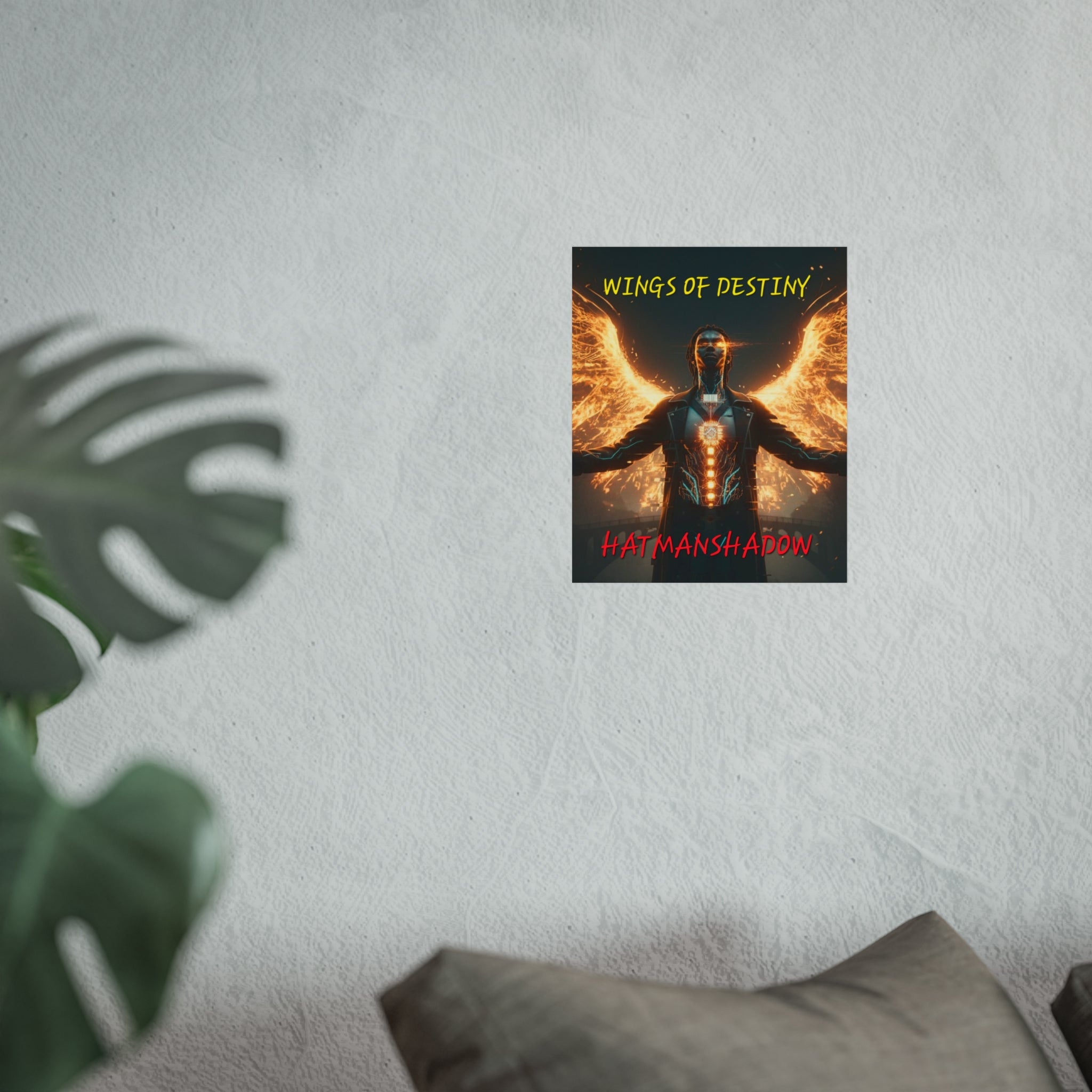 Fine Art Poster — "Wings of Destiny" Cyberpunk Angel Wall Art