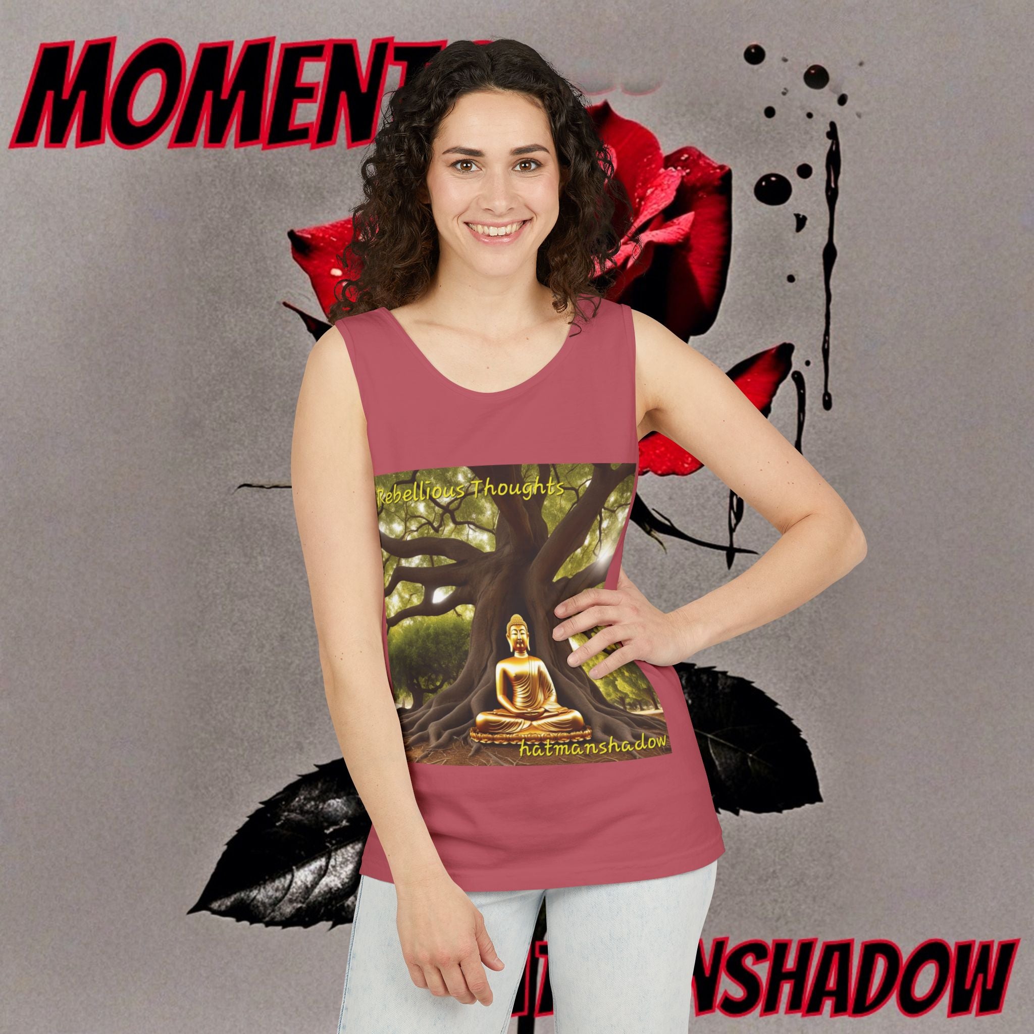 Buddha Under Bodhi Tree Tank Top — 'Be Hellow & Thoughtful' Spiritual Meditation Tee