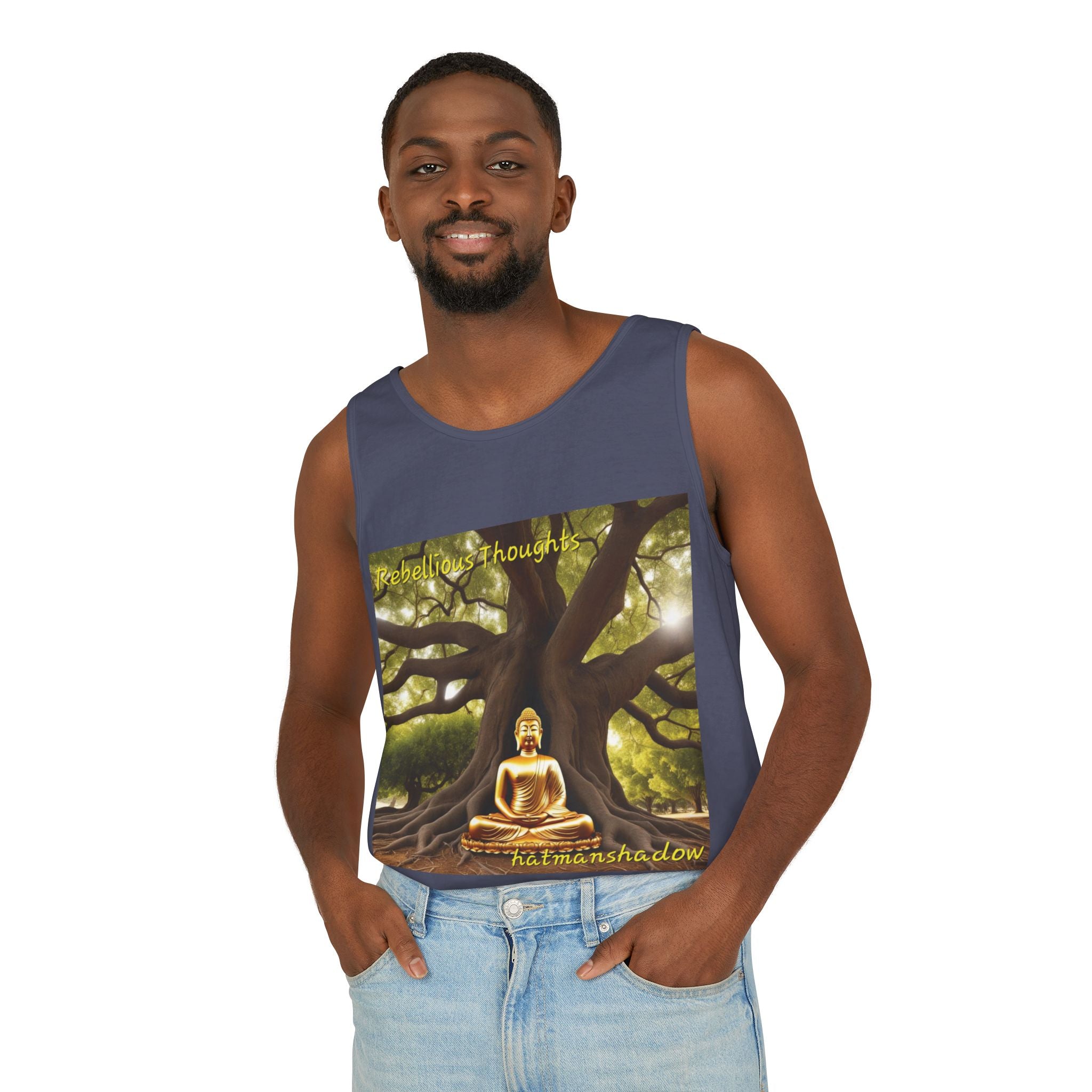 Buddha Under Bodhi Tree Tank Top — 'Be Hellow & Thoughtful' Spiritual Meditation Tee