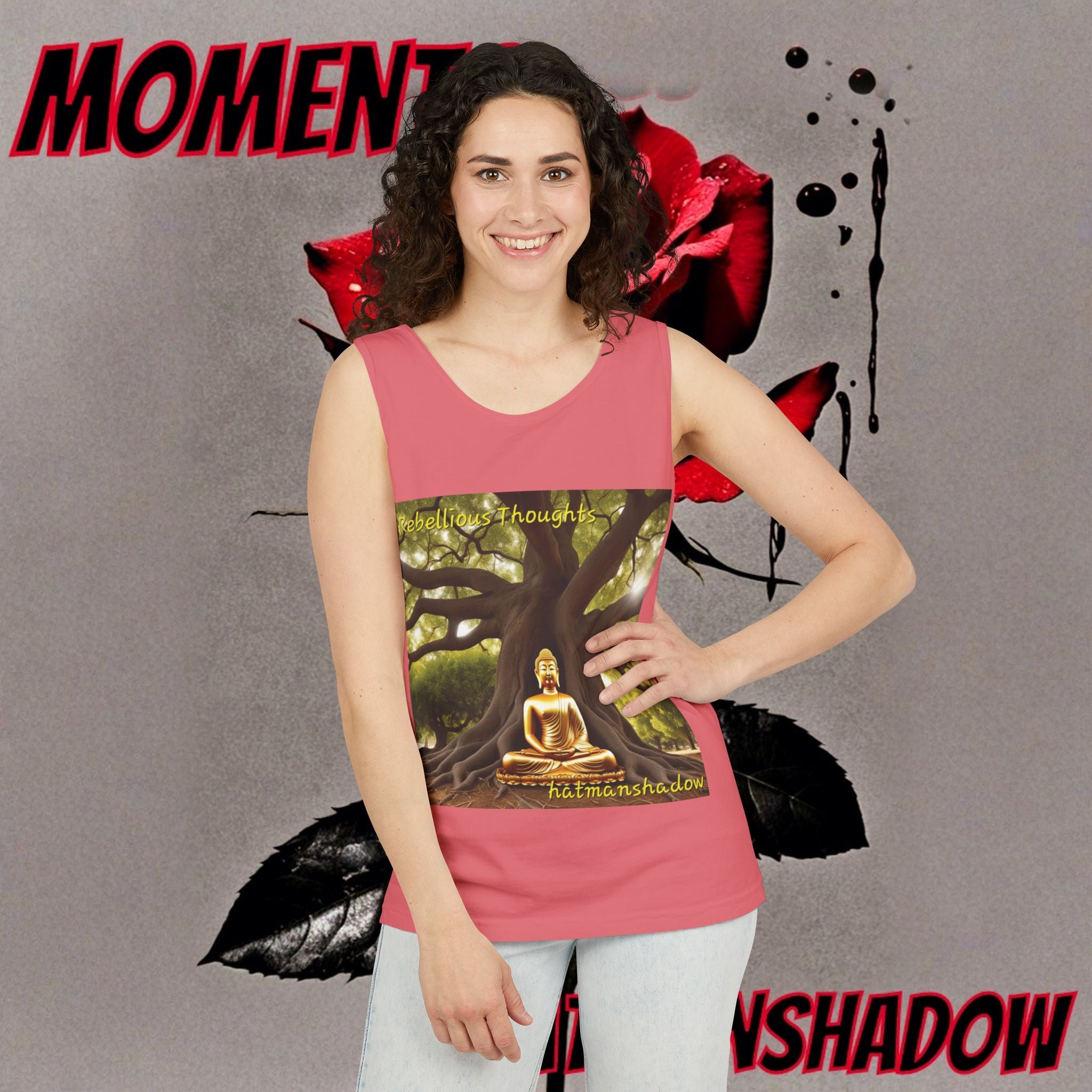 Buddha Under Bodhi Tree Tank Top — 'Be Hellow & Thoughtful' Spiritual Meditation Tee