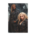 Dark Coat Portrait Canvas Art Wrap – Romantic Fantasy Couple Wall Art