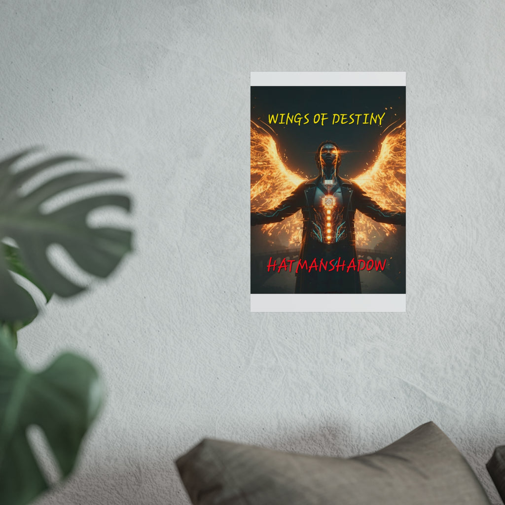 Fine Art Poster — "Wings of Destiny" Cyberpunk Angel Wall Art