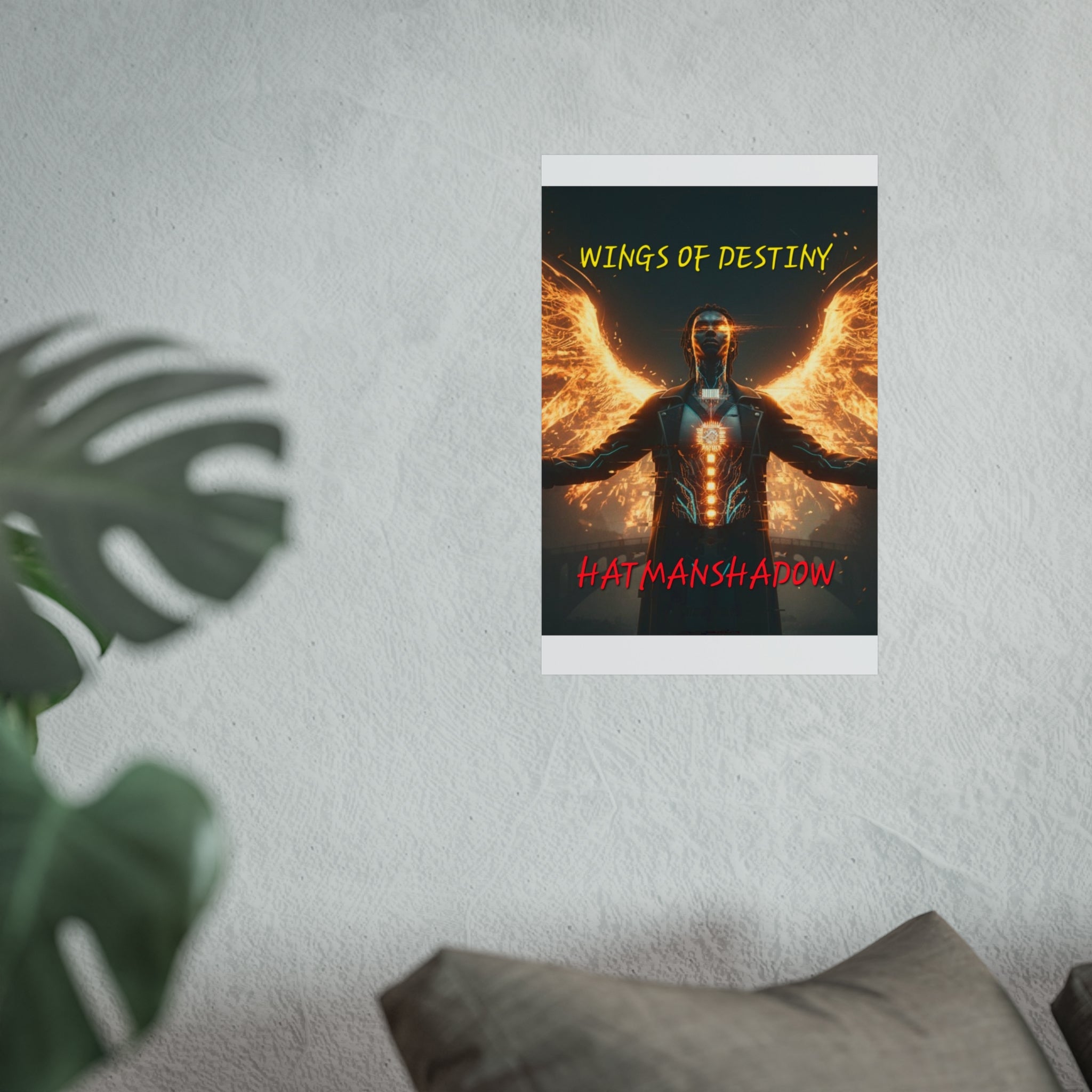 Fine Art Poster — "Wings of Destiny" Cyberpunk Angel Wall Art