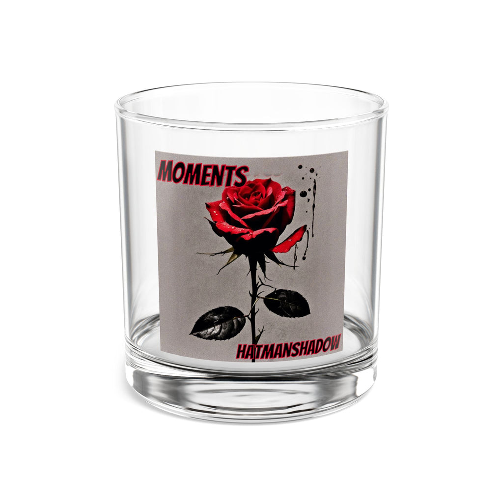 Moments Red Rose Rocks Glass — 10oz Whiskey Tumbler with 'MOMENTS' Design