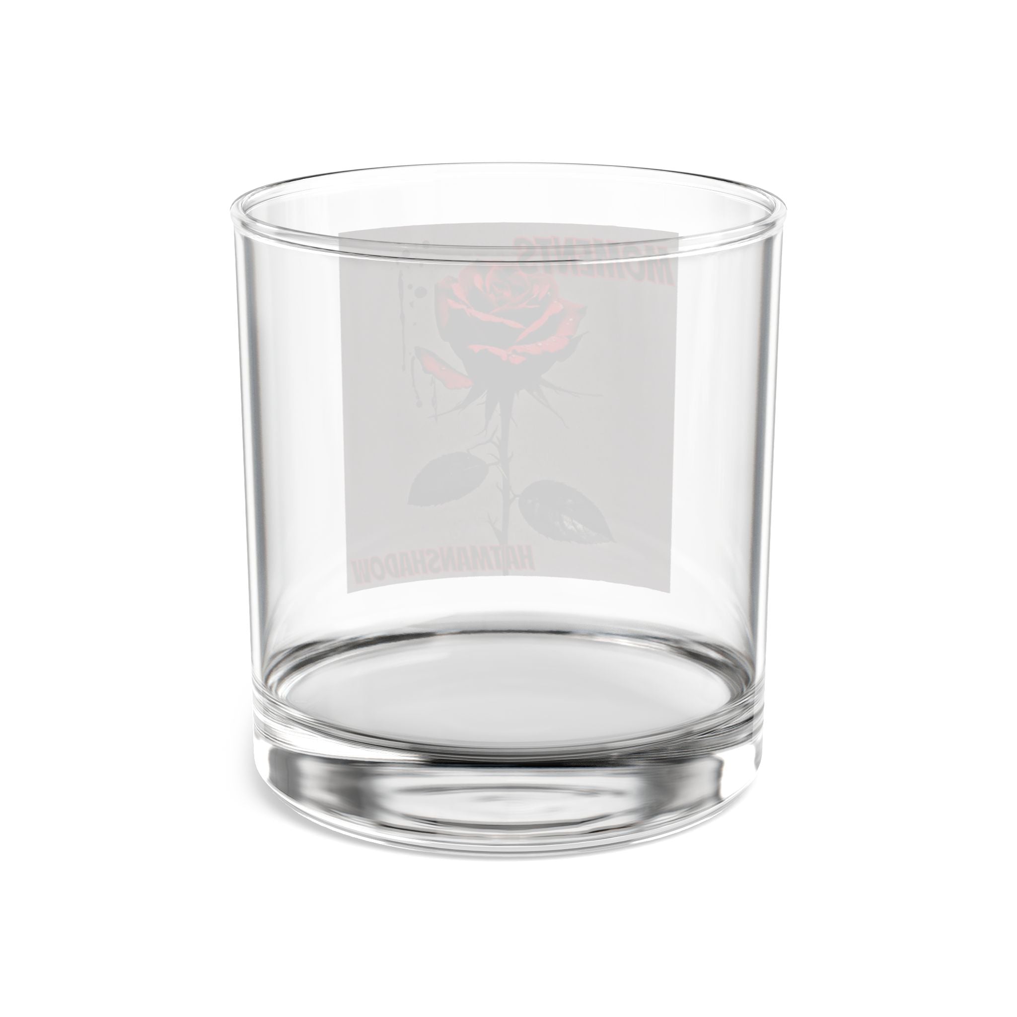 Moments Red Rose Rocks Glass — 10oz Whiskey Tumbler with 'MOMENTS' Design