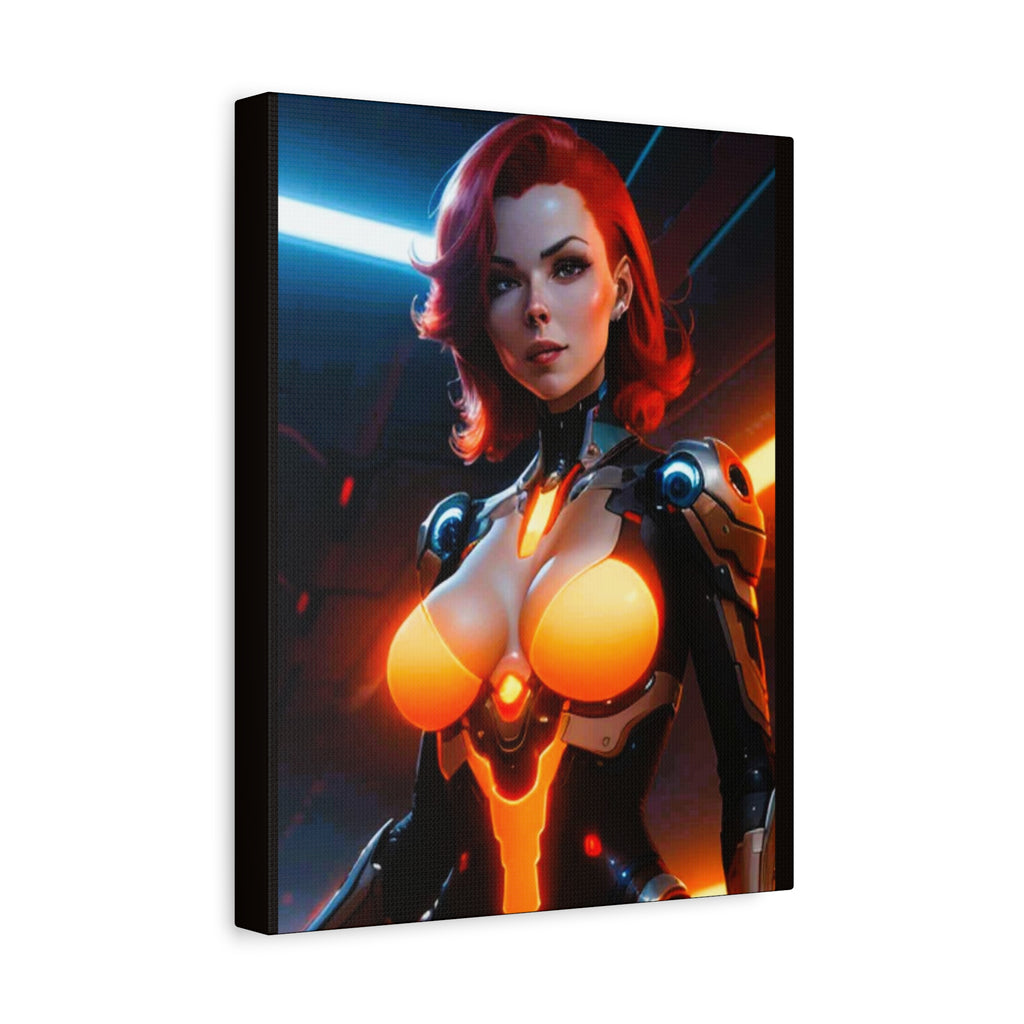 Futuristic Sci‑Fi Femme Fatale Matte Canvas Print