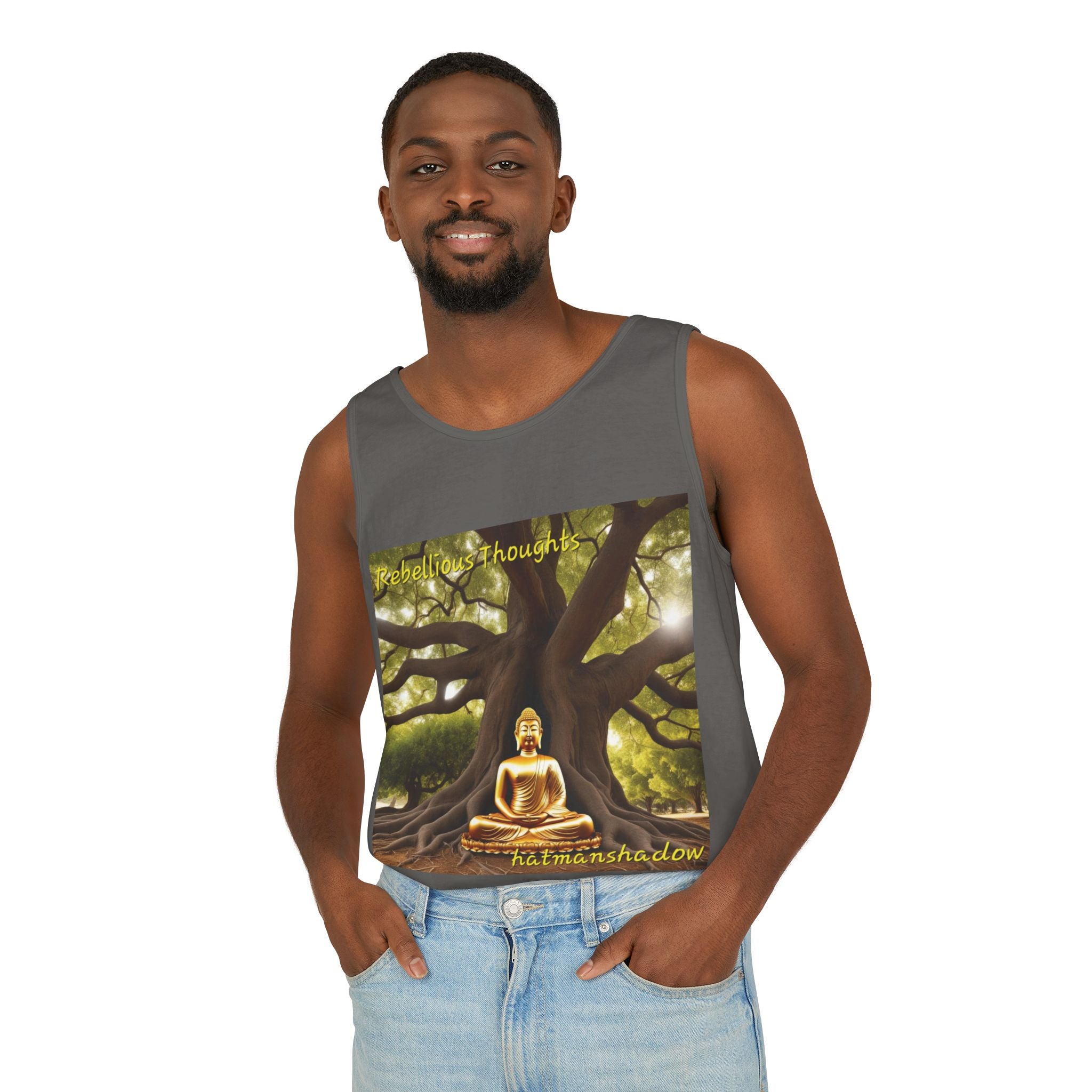 Buddha Under Bodhi Tree Tank Top — 'Be Hellow & Thoughtful' Spiritual Meditation Tee