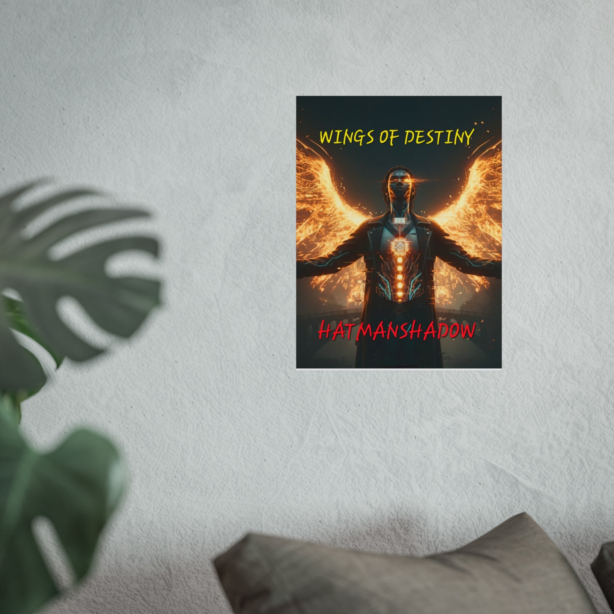 Fine Art Poster — "Wings of Destiny" Cyberpunk Angel Wall Art