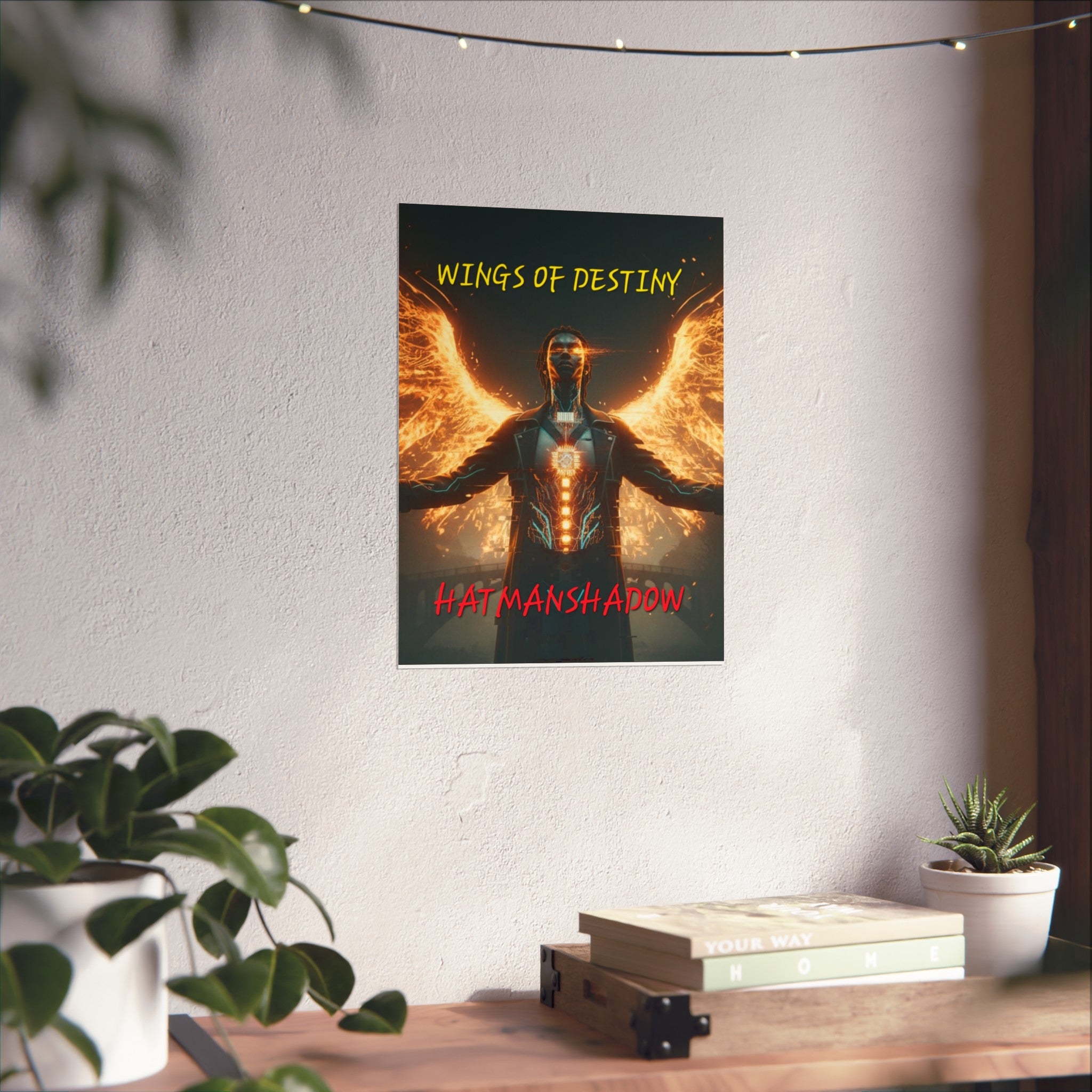Fine Art Poster — "Wings of Destiny" Cyberpunk Angel Wall Art