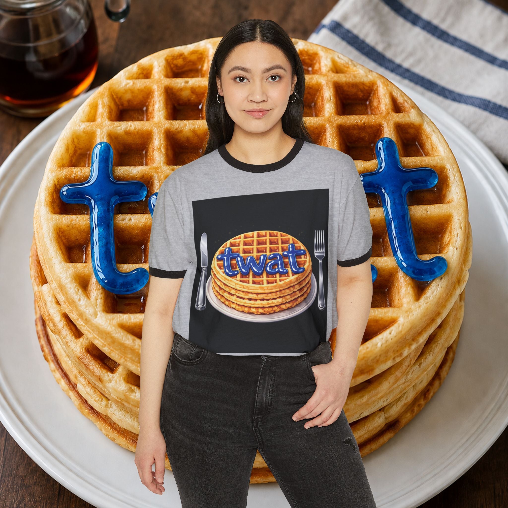 Twat Waffle Graphic Ringer T-Shirt