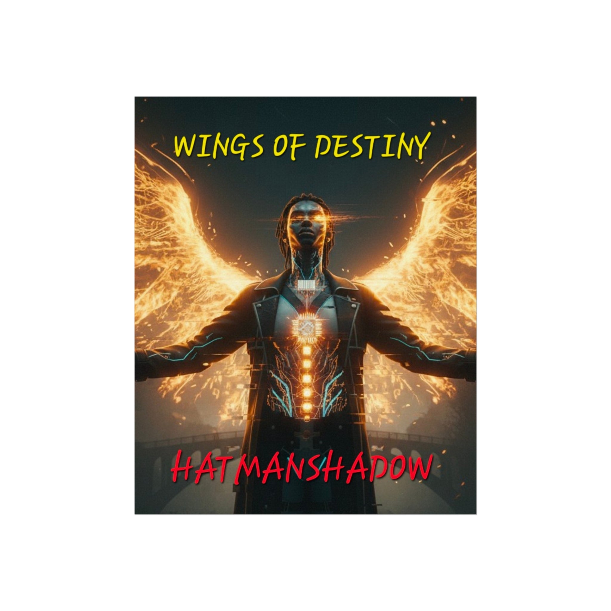 Fine Art Poster — "Wings of Destiny" Cyberpunk Angel Wall Art