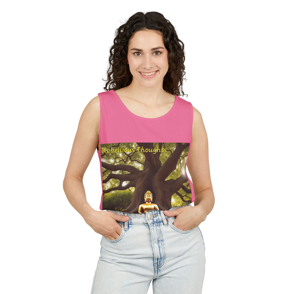 Buddha Under Bodhi Tree Tank Top — 'Be Hellow & Thoughtful' Spiritual Meditation Tee