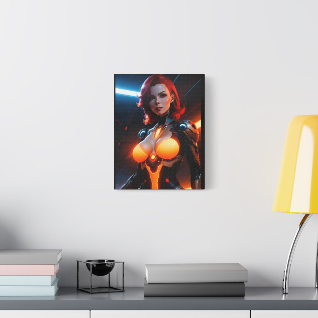 Futuristic Sci‑Fi Femme Fatale Matte Canvas Print