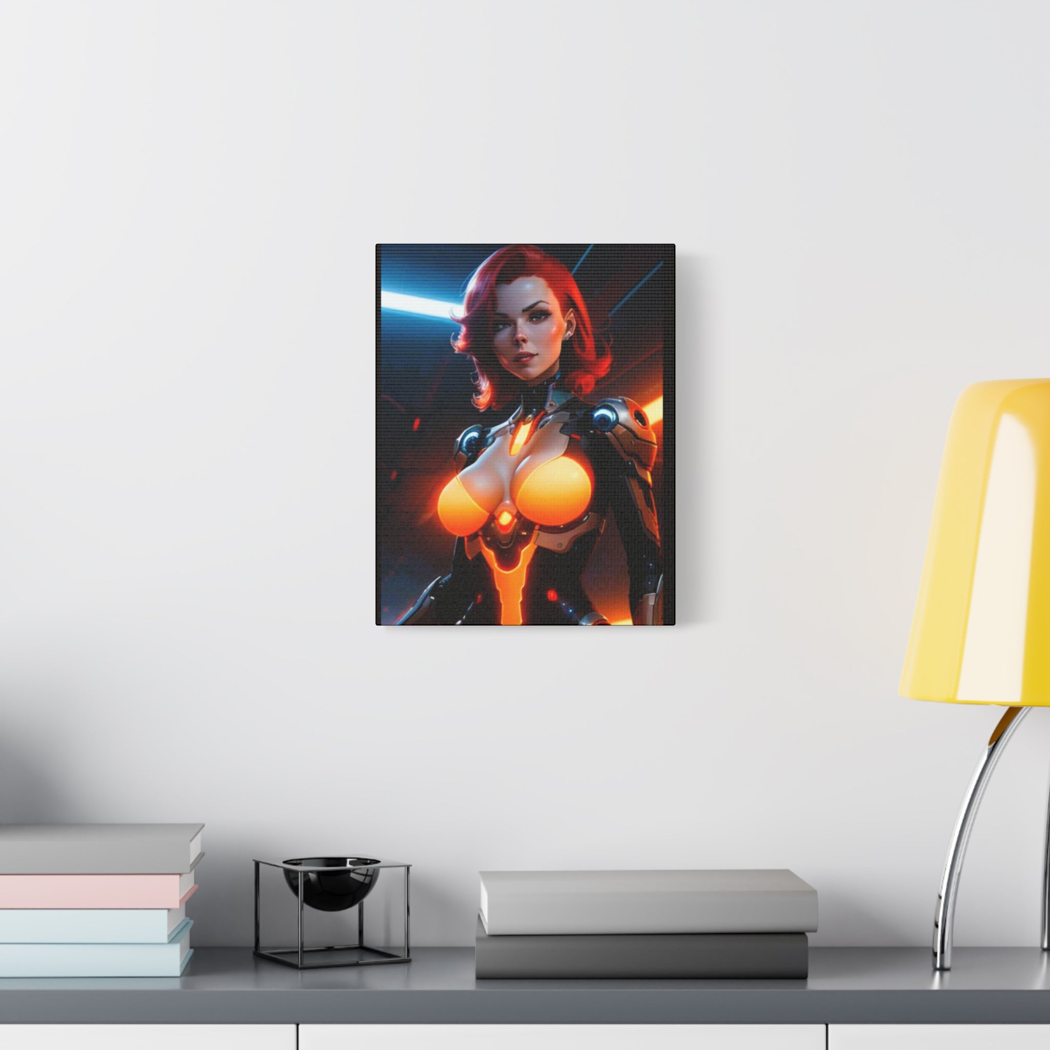 Futuristic Sci‑Fi Femme Fatale Matte Canvas Print